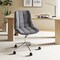 Adjustable Height Upholstered Armless Desk Chair with 5 Smooth Rolling Wheels and Metal Base